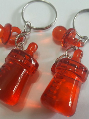 25 chaveiro duplo mamadeira e chupetinha + tag personalizada