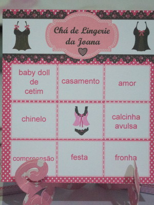 Bingo chá de lingerie + lápis