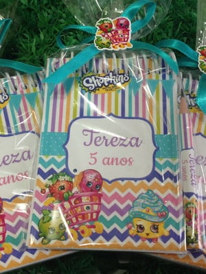 Kit bloquinho com mini lápis shopkins