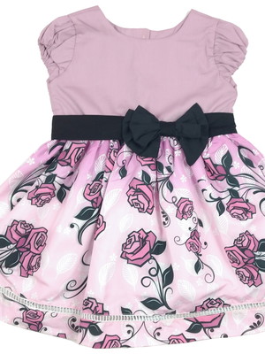Vestido floral rosa e preto tam 1/2/4/6