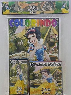 Kit de colorir branca de neve com massinha