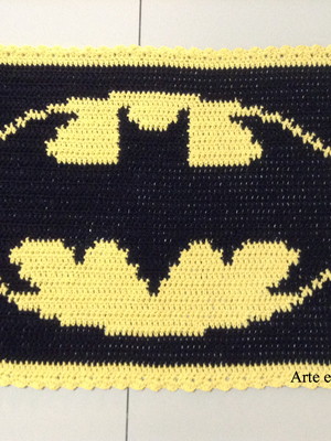Tapete croche barbante morcego com borda