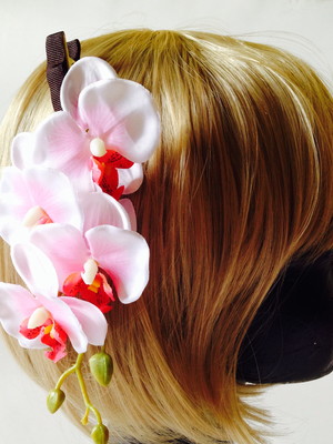 Arranjo cabelo orquídea rosa star
