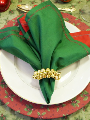 Porta guardanapo de guizo natal dourado