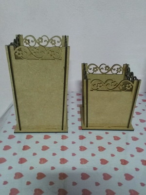 Kit 2 cachepo floral - mdf cru