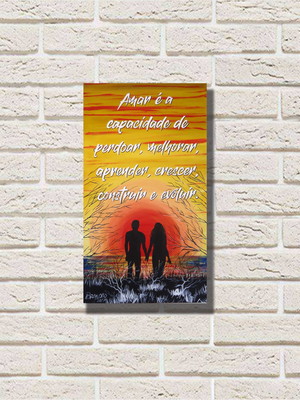 Lindo quadro romantico com frase pintado a mão