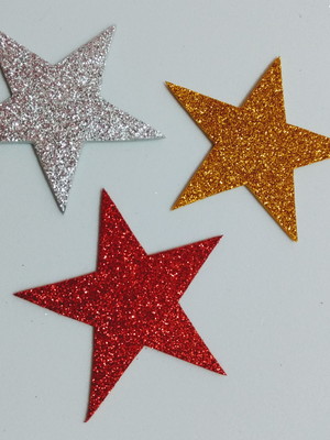 *estrela eva 7 cm c/ glitter- kit c/ 75 unidades*