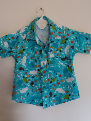 Camisa fundo do mar infantil manga curta