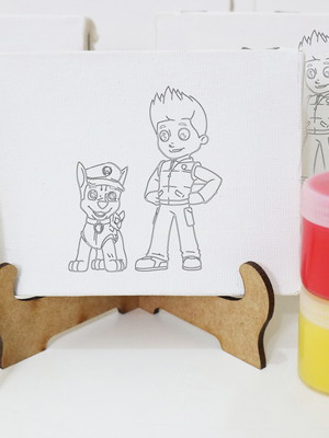 Lembrancinha kit pintura tela gravada e suporte - infantil
