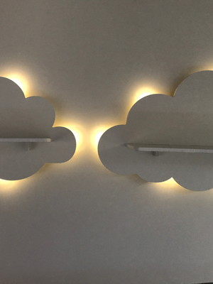 Nuvens 2 tamanhos com prateleira luminosas de led