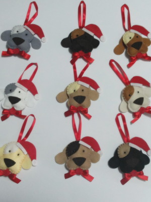 Chaveiro ou enfeite de árvore de natal cachorrinhos natalino