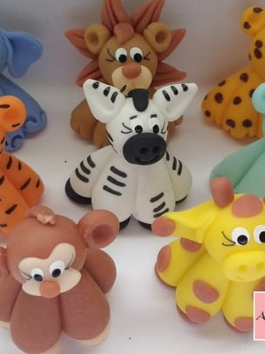 Aplique animais do safari de biscuit