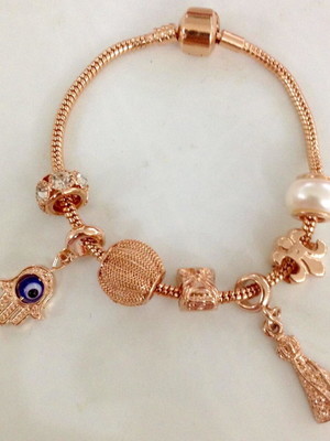 Pulseira de berloques b rose 18k pandora