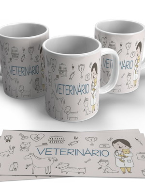 Caneca profissões - veterinário