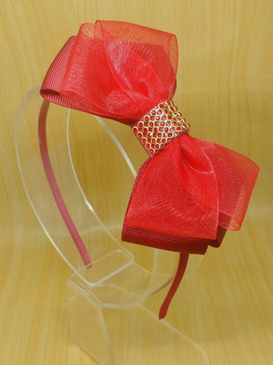 Tiara laço vermelho com strass natal