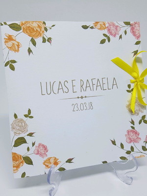 Convite casamento amarelo flores