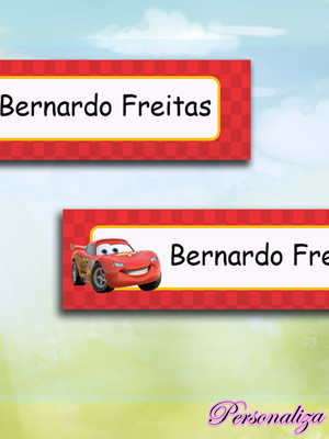 Mini etiqueta para lápis - carros disney
