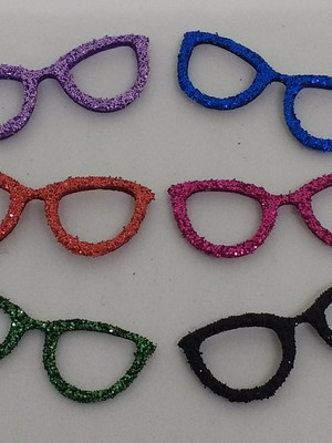 Óculos moderno 3 cm em eva com glitter - 100 unidades