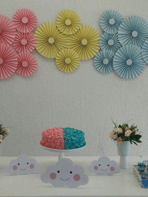 Kit com 16 leques circular rosetas