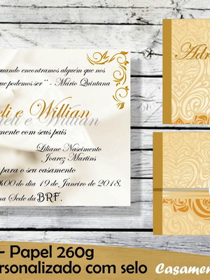 Convite casamento dourado