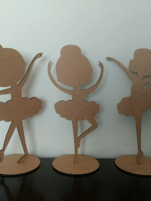 Trio bailarinas em mdf cru