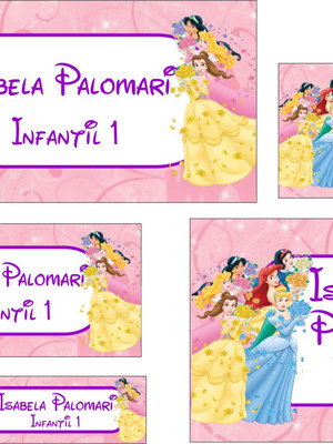 Kit de etiquetas material escolar princesas