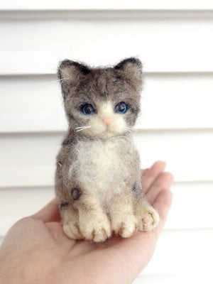 Gato malhado - miniatura feltrada