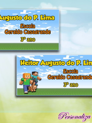 Etiqueta para material escolar 6x3 cm -minecraft