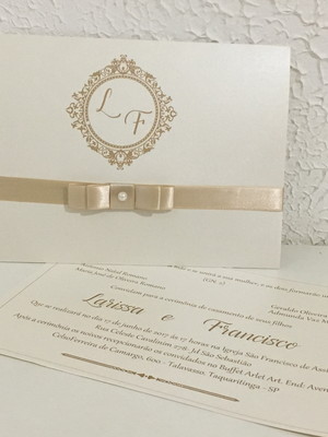 Convite de casamento pérola clássico