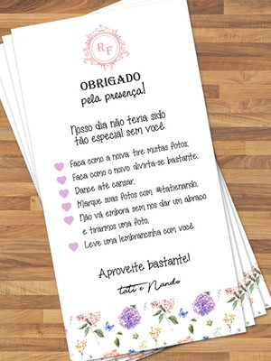 Cartão de agradecimento - casamento