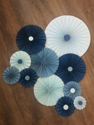 Kit com 11 leques circular roseta