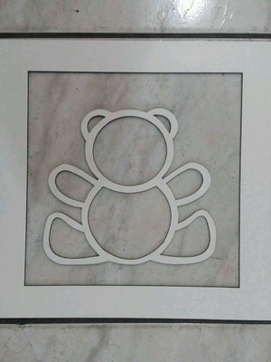 Moldura com urso mdf branco