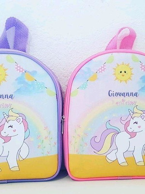 Mochila bolsinha sacolinha 19x23 unicórnio