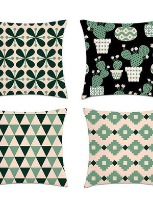 Kit 4 capas para almofadas cactus green 45x45