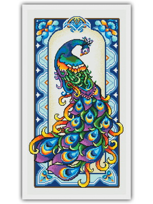 Pavão colorido - gráfico ponto cruz