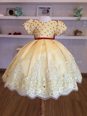 Vestido de luxo para tema bela e a fera - infantil