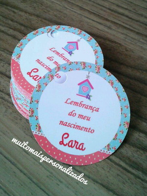 Tag para nascimento de passarinho - menina
