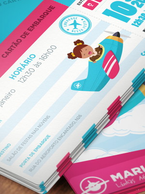 Convite menina aviadora (arte digital)