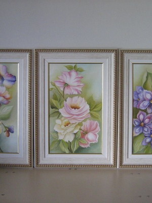 Trio floral, pintura a óleo sobre tela.