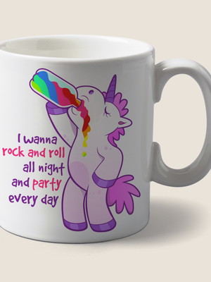 Caneca i wanna rock and roll - unicornio