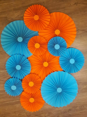 Kit 12 rosetas laranja e azul
