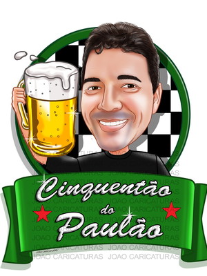 Caricatura digital de aniversário -tema bar