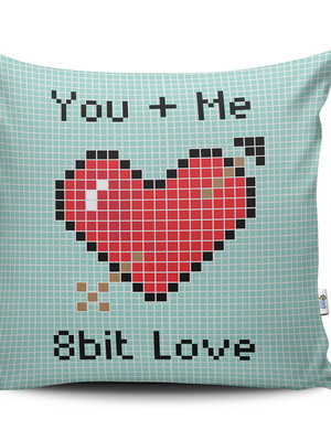 Almofada 40x40 you + me 8bit love geek nerd pixels