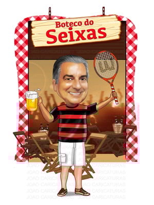 Linda caricatura aniversário boteco tênis time cerveja
