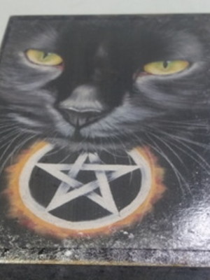 Caixa de tarô - gato e pentagrama
