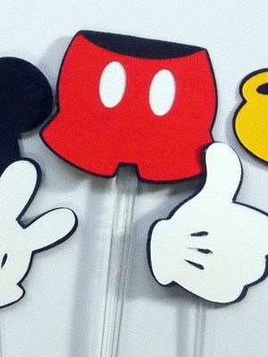 Topper mickey [recortado em camadas - kit com 20 unidades]