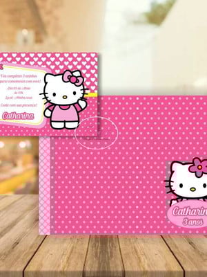 Convite + jogo americano hello kitty