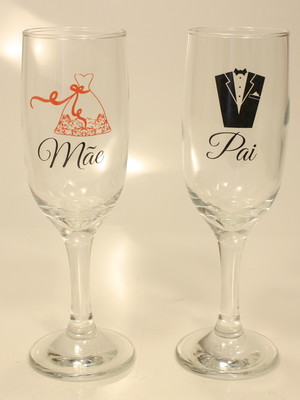 Casamento taça de vidro mãe ou pai