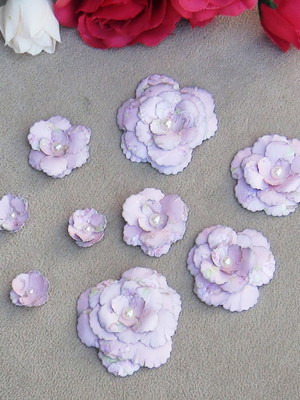 Flores para scrapbooking - 09 unidades.