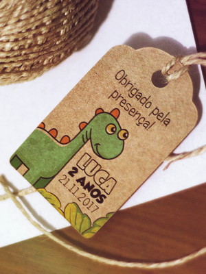 Tag dinossauro cute + fio de rami